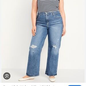 Old Navy Extra High-Rise Sky-Hi Wide Leg Secret-smooth Pockets Denim Jeans Sz 10